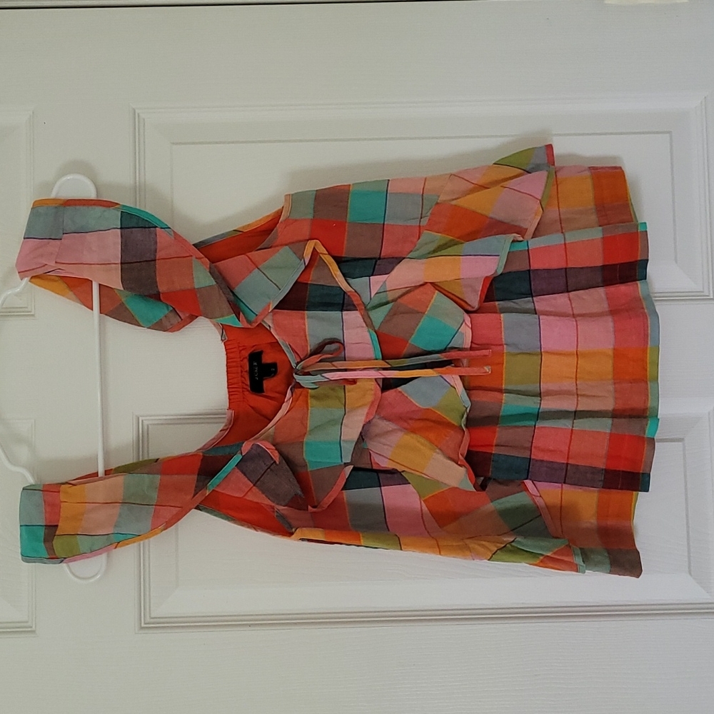 J. Crew Plaid Ruffle Top